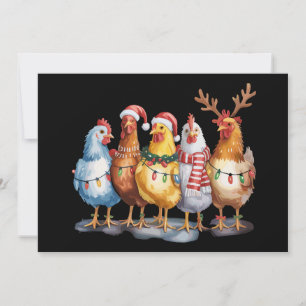 Cartão De Festividades Luzes de Natal de Frango Engraçadas Animais da Faz