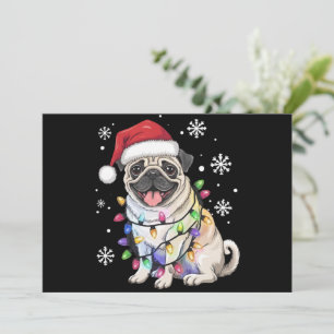Cartão De Festividades Luzes de Natal do Pug de Natal Amante de Cachorro 