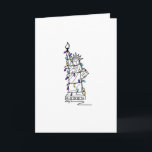Cartão De Festividades Luzes de Natal e Hanukkah em Nova York<br><div class="desc">Os cartões apresentam uma ilustração original feita à mão de um ponto turístico da cidade de Nova York, a Estátua da Liberdade, "vestida" para a temporada de festas. Perfeito para o Natal ou Hanukkah! Esta ilustração de Chanukah também está disponível em outros produtos. Não vê o que você está procurando?...</div>