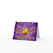 Luzes de Natal e ornamentos de Ouros coloridos