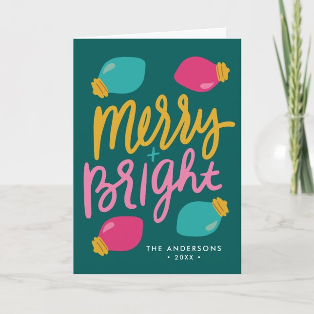 Cartão De Festividades Luzes de Natal feliz e Brilhante Não Foto (Frente)