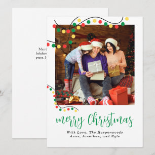 Cartão De Festividades Luzes de Natal Festivas Elegantes Corda 1 Foto