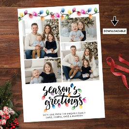 Cartão De Festividades Luzes de Natal Festivas Seasons Saudações 4 Foto