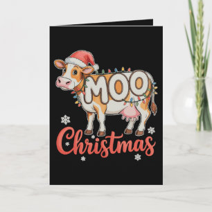 Cartão De Festividades Luzes de Natal MOO Vaca Fazendeiro Agricultura