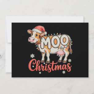 Cartão De Festividades Luzes de Natal MOO Vaca Fazendeiro Agricultura