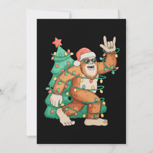 Cartão De Festividades Luzes de Natal Pé Grande Árvore de Natal Sasquatch