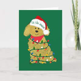 Cartão De Festividades Luzes de Natal personalizadas Goldendoodle