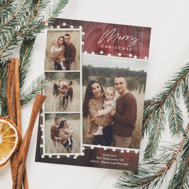 Cartão De Festividades Luzes de Natal Russas 4 Colagem de Fotos (Criador carregado)