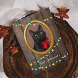 Cartão De Festividades  Luzes de Natal Rústicas Fofas Adicione Sua Foto