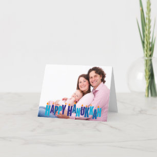 Cartão De Festividades Luzes de velas de Hanukkah Tonal Azul