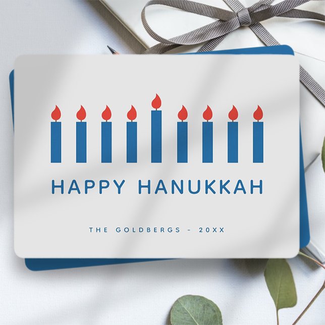Cartão De Festividades Luzes de Velas Simples e Modernas de Hanukkah (Criador carregado)