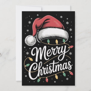 Cartão De Festividades Luzes Feliz Natal Chapéu do Papai Noel Família do