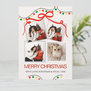 Cartão De Festividades Luzes Festivas de Natal em Cordão Multi-Foto