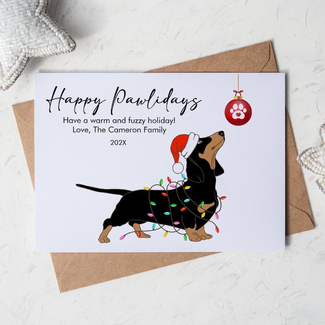 Cartão De Festividades Luzes Lindas de Cachorro Dachshund Amante de Anima (Criador carregado)