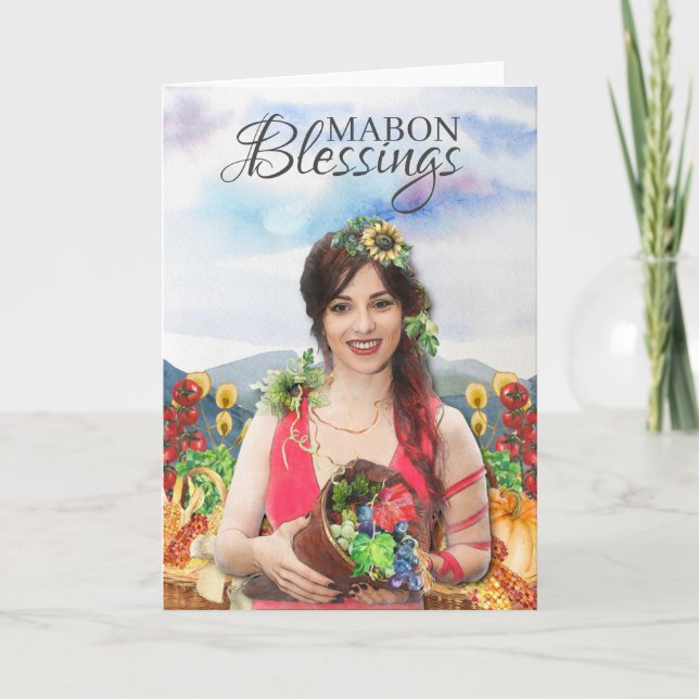 Cartão De Festividades Mabon Blessings Autumn Equinox Wiccan Harvest (Frente)