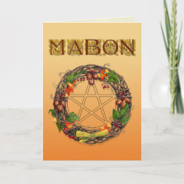 Cartão De Festividades Mabon Wreath com Oak Letters