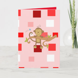 Cartão De Festividades Macaco da placa de saudação do dia de os namorad