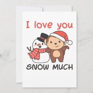 Cartão De Festividades Macaco Eu Amo Você Muito Neve Boneco de Neve Piada