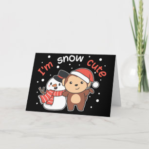 Cartão De Festividades Macaco Eu Amo Você Muito Neve Boneco de Neve Pun F