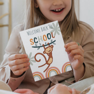 Cartão De Festividades Macaco giro de volta à escola