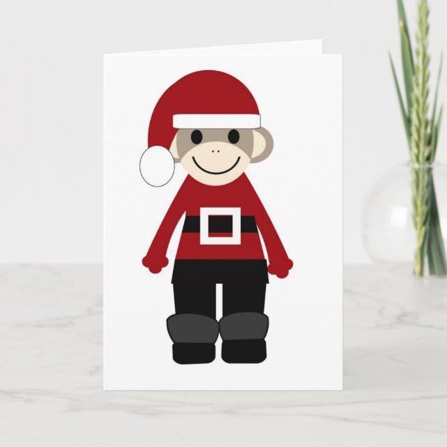Cartão De Festividades Macaco-meia-papai noel (Frente)