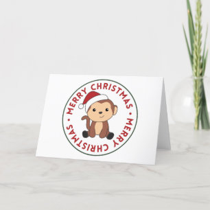 Cartão De Festividades Macaco Natal Neve Animais de inverno Macacos Holan