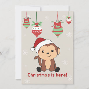 Cartão De Festividades Macaco Natal Neve Inverno Animais Macacos Feriado