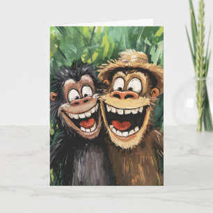 Cartão De Festividades Macacos Engraçados Animal