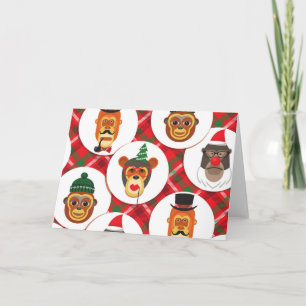 Cartão De Festividades macacos hipsteres de natal
