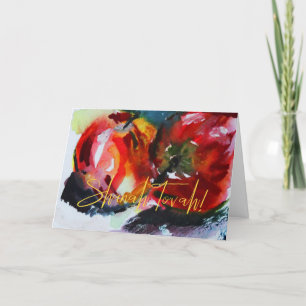 Cartão De Festividades Maçãs de Aquarela do Rosh Hashanah