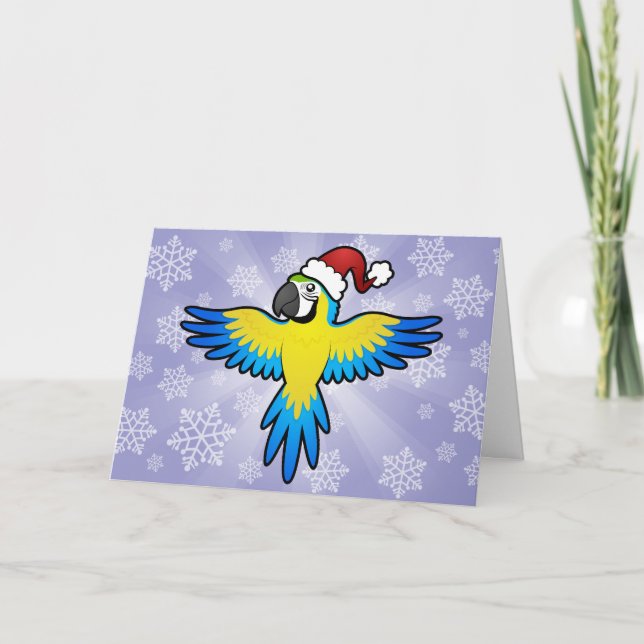 Cartão De Festividades Macaw de Natal / Papagaio (Frente)