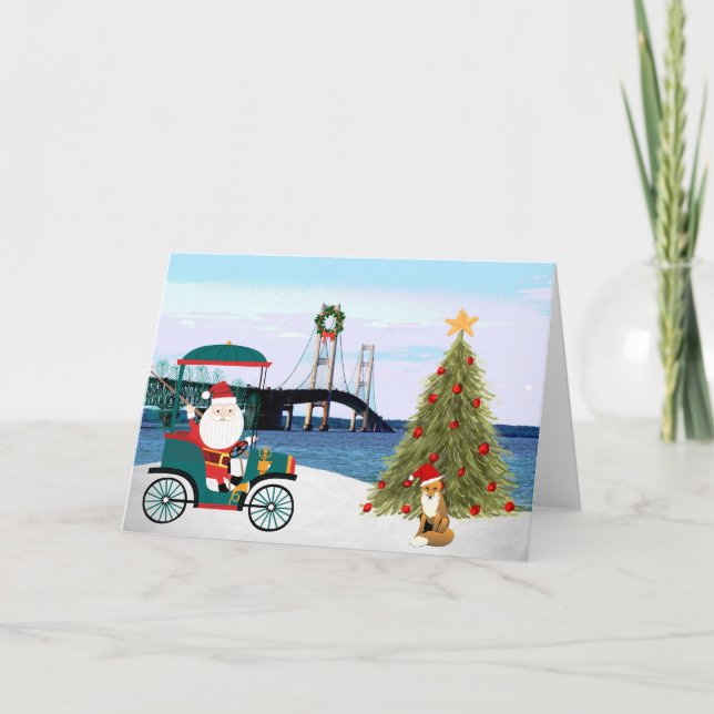 Cartão De Festividades Mackinac Bridge Christmas Card (Frente)