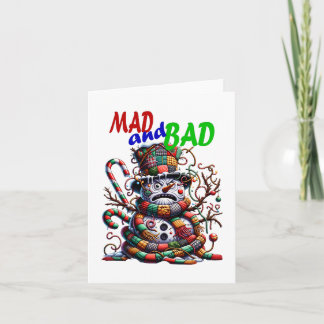 Cartão De Festividades Mad and Bad, grumpy funny Snowman, fantasy art