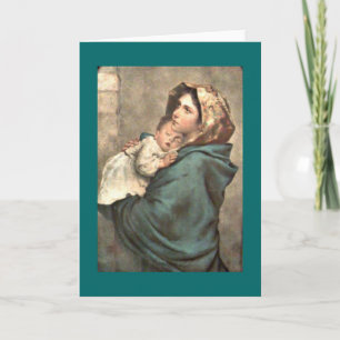 Cartão De Festividades Madona com Lenço Segura o Menino Jesus