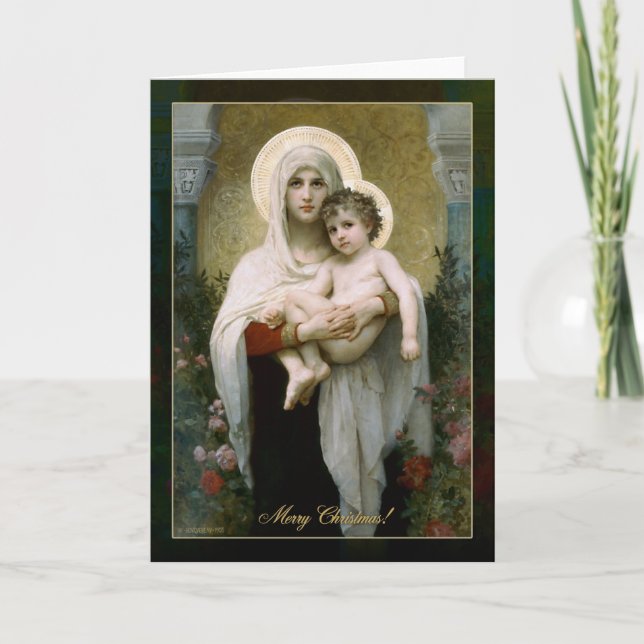 Cartão De Festividades Madona com Rosas (Frente)