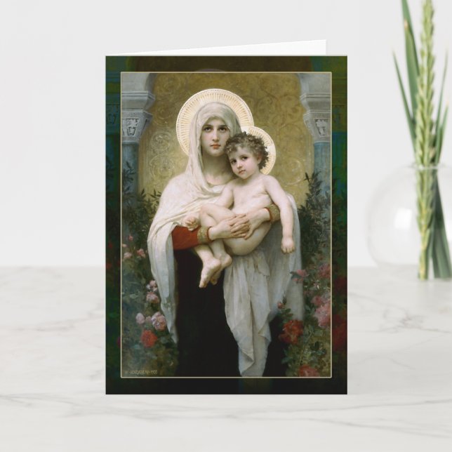 Cartão De Festividades Madona com Rosas (Frente)