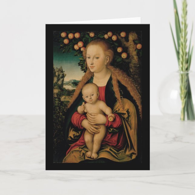 Cartão De Festividades Madonna and Christ Child Under Apple Tree (Frente)