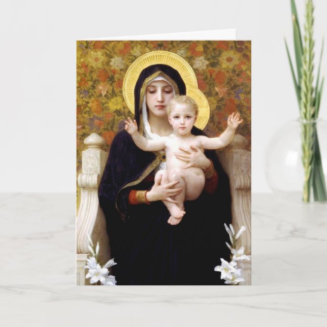Cartão De Festividades Madonna & Child by Bouguereau Religious Christmas (Frente)