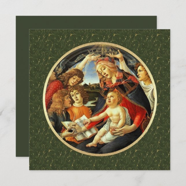 Cartão De Festividades Madonna de Botticelli. Cartas de Natal Religiosas (Frente/Verso)