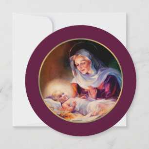 Cartão De Festividades Madonna e Child. Cartas de Natal Sinais Religiosos