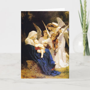 Cartão De Festividades Madonna e criança e três anjos