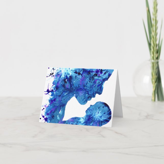 Cartão De Festividades Madonna e Criança Natividade Cor-de-água azul (Frente)