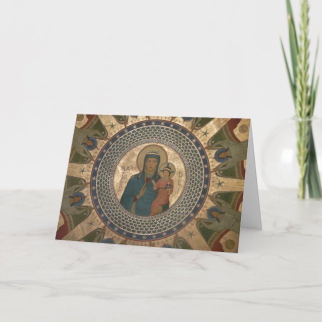 Cartão De Festividades Madonna e Natal infantil (Frente)