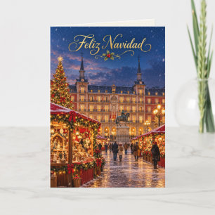 Cartão De Festividades Madrid Plaza Mayor Feliz Navidad