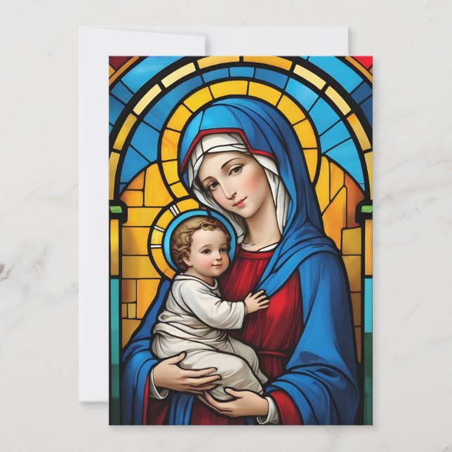 Cartão De Festividades Mãe Abençoada Maria e Menino Jesus - Virgem Maria (Frente)