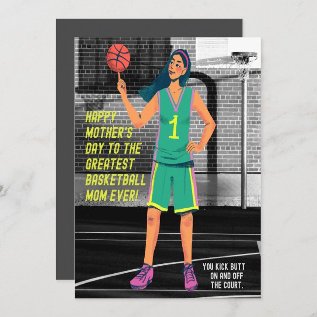 CARTÃO DE FESTIVIDADES MÃE DE BASQUETE MAIOR DE TODOS OS TEMPOS (Frente/Verso)