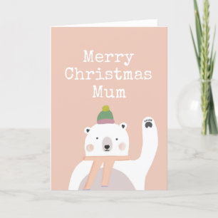 Cartão De Festividades Mãe de Natal feliz Urso Polar