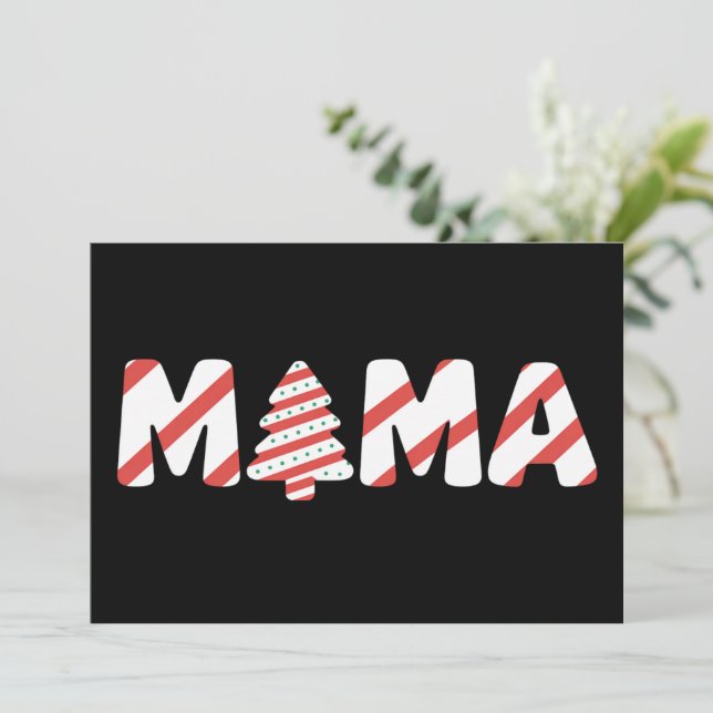 Cartão De Festividades Mãe do Festa Familiar de Bolo de Árvore de Natal (Em pé/Frente)