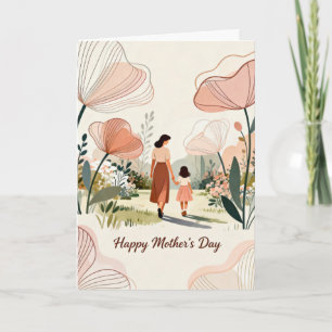 Cartão De Festividades Mãe e Filha Caminham no Dia das Mães