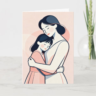 Cartão De Festividades Mãe e Filha se Abraçam no Dia das Mães